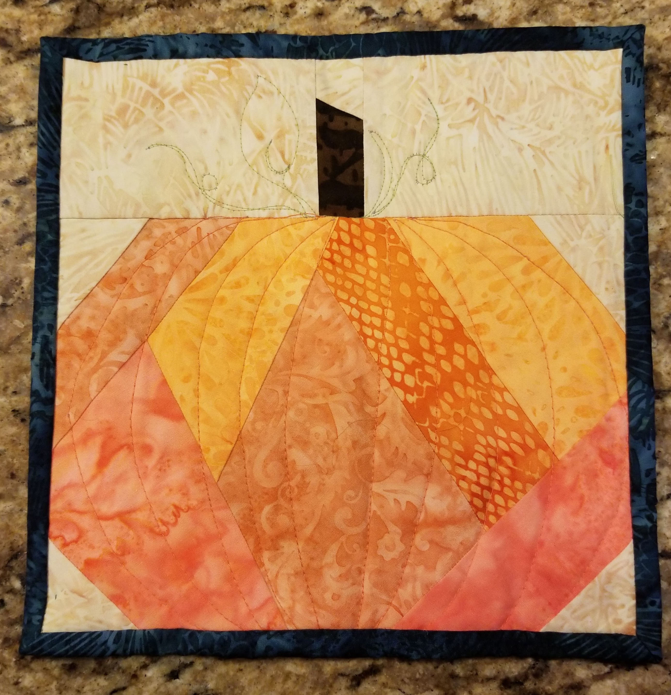 Pumpkin Mini Quilt with Island Batik • Dizzy Quilter