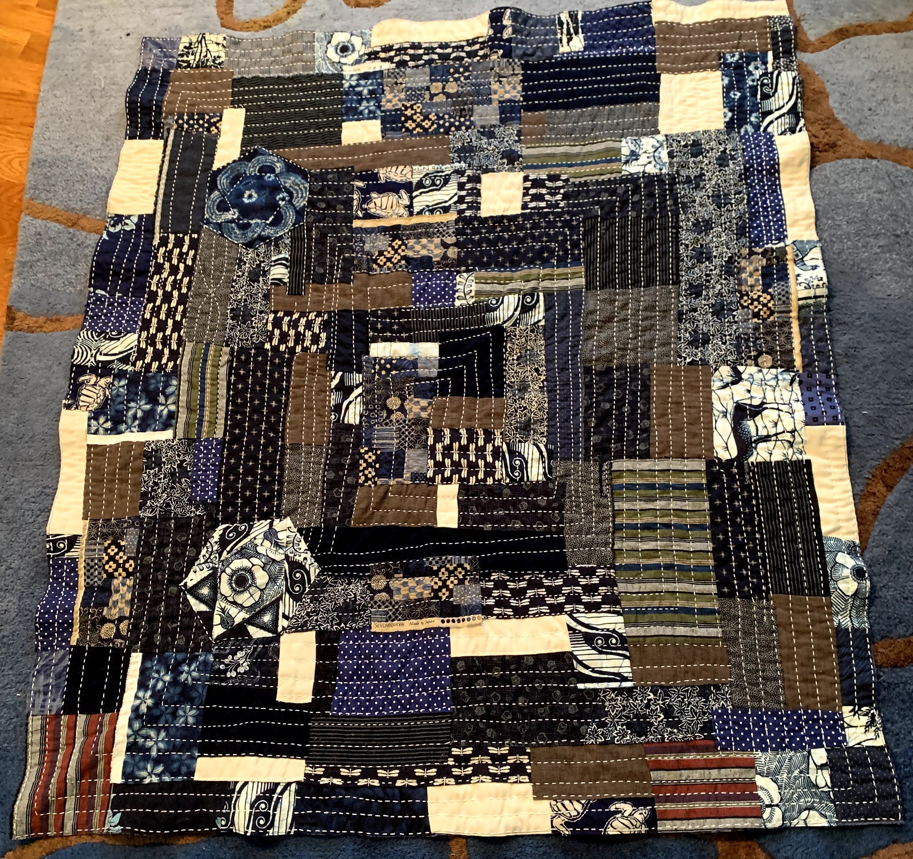 Kawandi quilting with indigo fabric collection
